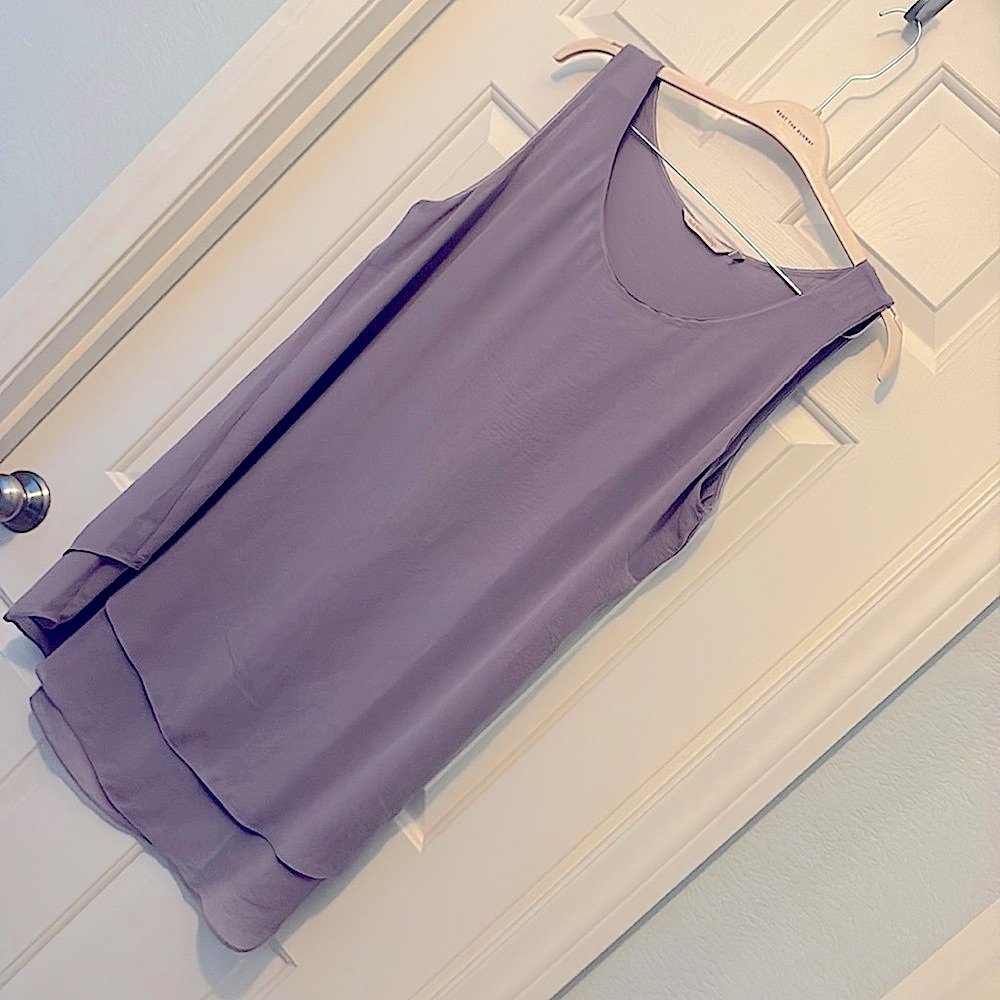 Soft Surroundings Sleeveless Lavender Layered Chiffon Knee Length Dress - Sz XL
